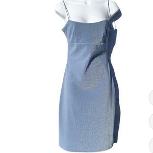 Vintage 90s Y2K Iridescent Periwinkle Blue Stretchy Open Back Dress